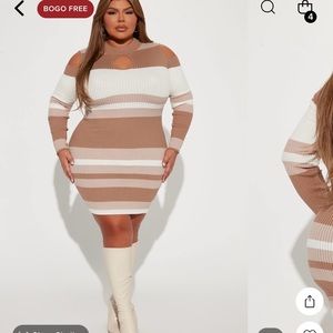 Love You More Sweater Mini Dress - Taupe/combo